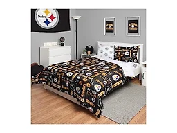 FOCO Pittsburgh Steelers NFL Team Color Bed In a Bag Comforter Bedding 5 Piece Full Set