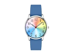 Letoff Classic Analog Watch, Rainbow Dial with Arabic Numerals, Blue Silicone Band, White Dial, Water Resistant 30M