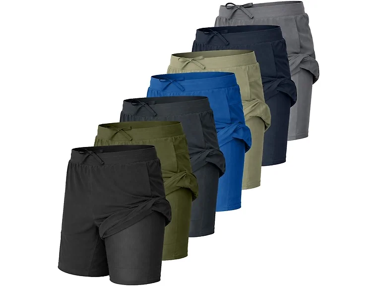 5Pk Asst Mens 2-in-1 Active Shorts