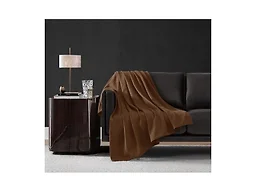 Vince Camuto Classic 100% Basket Woven Cotton Throw Blanket in Chocolate Brown, Solid Color, Oeko-TEX Certified