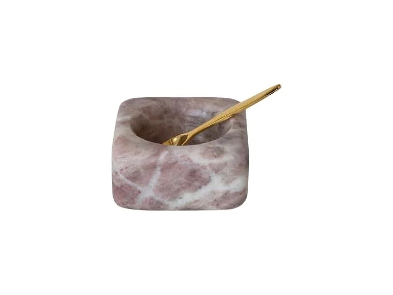 Bloomingville Marble Bowl with Brass Spoon, Pink