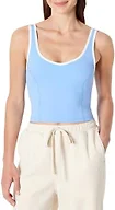 Amazon Essentials Women's Active FormFlex Buttery Soft Light Support Crop Tank with Bra, Removable Cups, Light Blue/White, X-Large