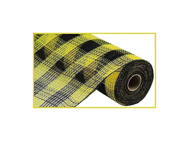 Small Check Faux Jute Deco Mesh, Emerald,