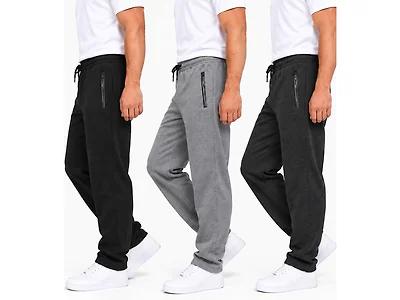 (3-Pack) Men's Fleece Open Bottom Sweatpants
