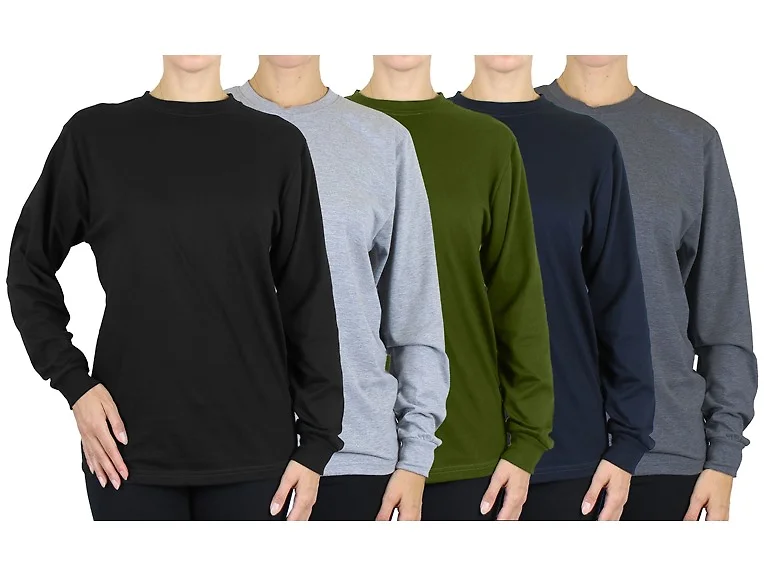 (3 or 6Pk) Womens L/S Loose Fit Solid Shirt