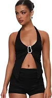 Princess Polly Moderna Halter Lace Top Black