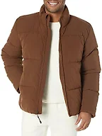 Amazon Essentials Men's Mock Neck Heavyweight Puffer Coat, Deep Brown, Medium
