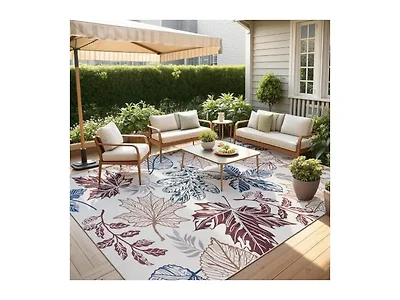UKISS Leaves Washable Outdoor Rug