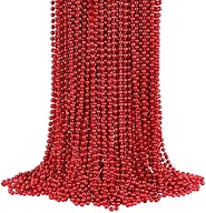 YAXINRUI 72 PCS Red Bead Necklace, Red Mardi Gras Beads Christmas Necklaces, 33 Inch Round Valentine Beaded Necklaces for Mardi Gras Christmas Valentine Festive Events, Party Favors