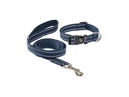 Pet Passion Max II - 2-Pack Reflective Leash & Collar Adjustable Matching Pet Set, Durable Heavy Duty, Recycled, Small, Medium, Large Dogs ​, Navy, Medium