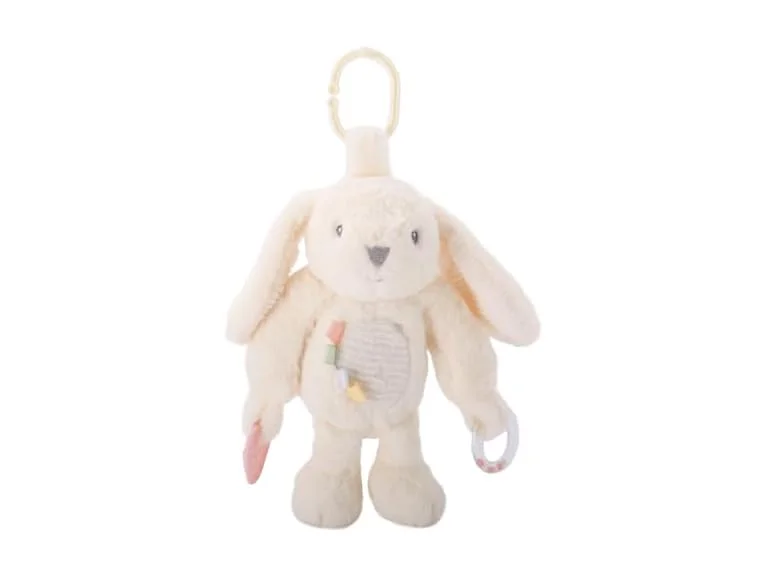 Linzy 10" Beige Bunny Baby Stroller Toy