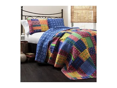 Lush Decor Misha Cotton Quilt Set Queen (Open Box)