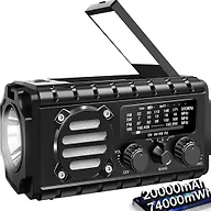 QAUYYW Solar Hand Crank Emergency Radio, 20000mAh AM FM NOAA Weather Radio