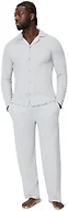 Amazon Essentials Men's Cotton-Modal Pajama Set, Long Sleeve Button-Down Top with Pants, Light Grey Heather, X-Large