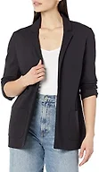 Amazon Essentials Women's Relaxed-Fit Soft Ponte Blazer, Black, X-Small