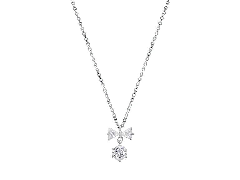 Moissanite Diamond Bow & Round Necklace