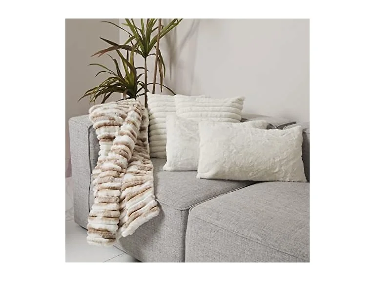 5-Pc Faux Fur Throw Blanket & Pillow Set