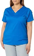 Amazon Essentials Women's Classic Fit V-Neck Short Sleeve Scrub Top, Blue, X-Small