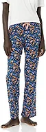 Amazon Essentials Women's Cotton Pajama Pants, Breathable Poplin Sleep Pant with Drawstring Elastic Waist, Deep Blue Floral Camo, XX-Small