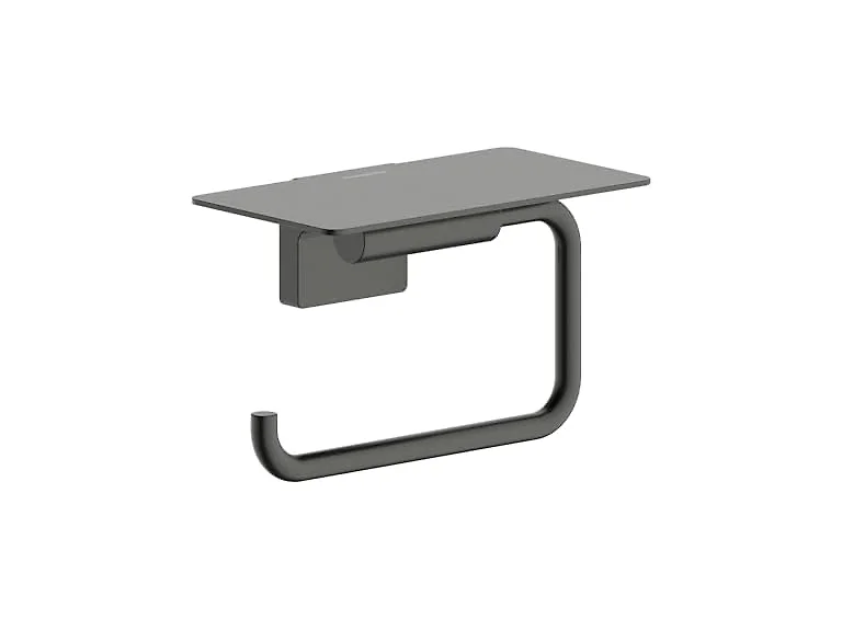 hansgrohe AddStoris S 6" Toilet Paper Holder w Shelf, Black Chrome