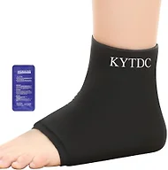 Ankle Ice Pack Wrap for Swelling & Sprained Ankle, Black，Large+Ice Packs