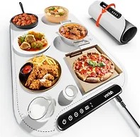 Warming Mat for Food, Voriah Electric Warming Tray with 99H Timer & 8 Temperature Settings, Foldable Food Warmer with °C/°F Switch, Keeps Food Warm at Buffets, Sabbath, Family Gatherings(White)