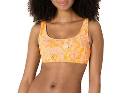 Amazon Essentials Women's Scoop Neck Swim Crop Top, Yellow Multi Folk Floral, XX-Large