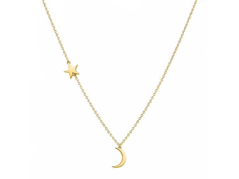 18K Gold Plated Moon & Star Necklace