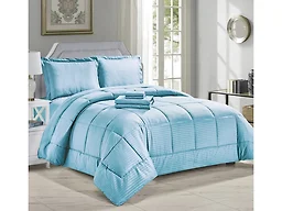 Luxury Home 8PC EMB BEDBAG-SKY-K King Down Alterna