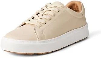 Amazon Essentials Women's Low Top Classic Sneakers, Cream, 12