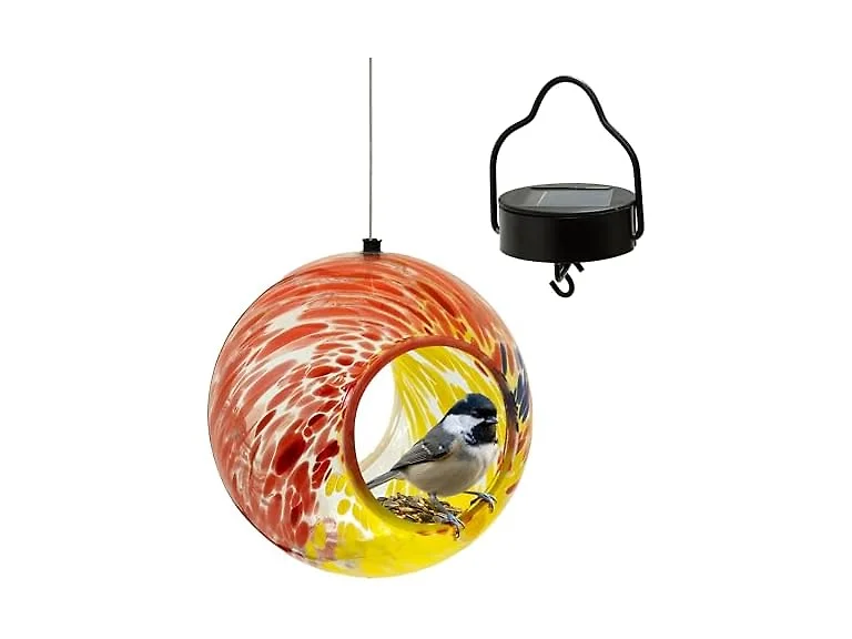 Sunnydaze Rainbow Swirl Solar Bird Feeder