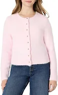 Amazon Essentials Women's Regular-Fit Faux Mohair Button-Down Cardigan, Pastel Lilac, Large