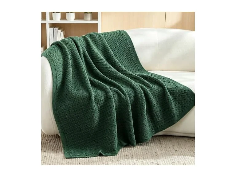 Whale Flotilla Deep Green Knit Throw