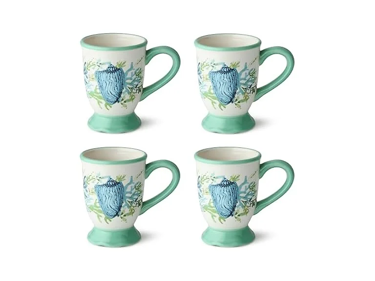 Cerified International Sea Glass Porcelain Mugs, Set of 4