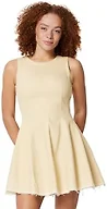 Amazon Essentials Women's Fit & Flare Denim Mini Dress, Ecru, 16