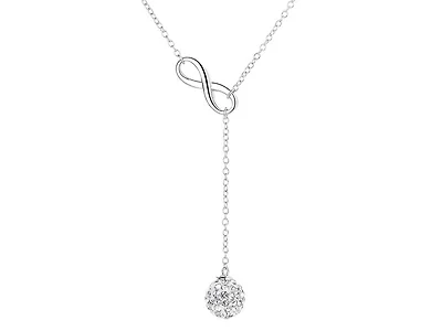 18K White Gold Ball Drop Necklace