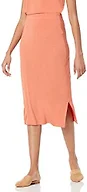 Amazon Essentials Women's Pull-On Knit Midi Skirt with Elastic Waist, Stretchy (Available in Plus Size), Rust Orange, Small