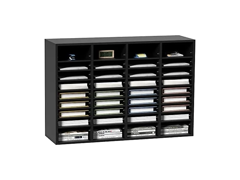 Wood Literature Organizer, 36 Compartments, File