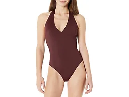 Amazon Essentials Women's Halter One Piece Swimsuit, Deep Brown, XX-Large