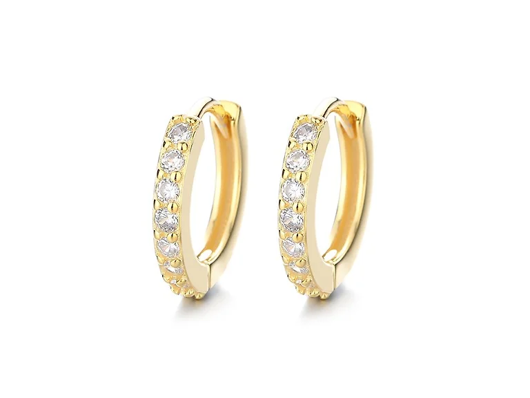 14K Gold Sterling Huggie Hoop Earring