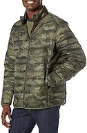 Amazon Essentials Men's Packable Lightweight Water-Resistant Puffer Jacket (Available in Big & Tall), Military Green Camo, X-Small