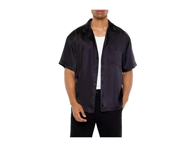 Forever 21 (L) Satin Chain-stitched Shirt
