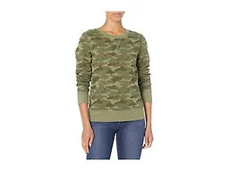 Amazon Essentials Women's Fleece Crewneck Long Sleeve Pullover Sweatshirt (Available in Plus Size), Green Camo, X-Large