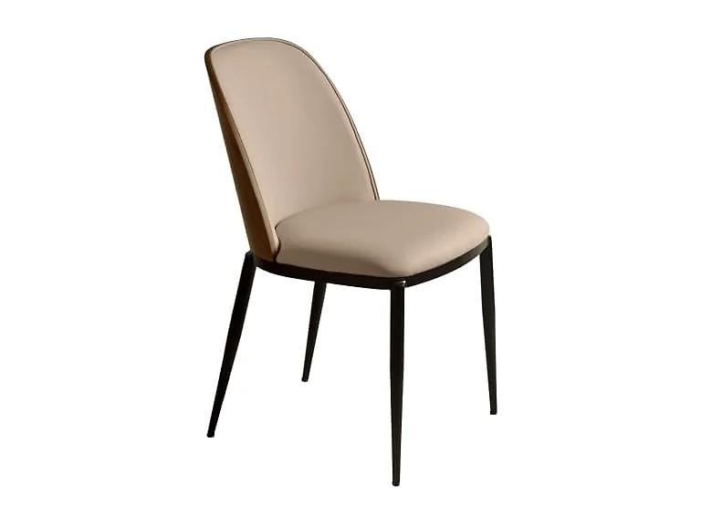 LeisureMod TCWN18BG Tule Dining Chair Walnut/Beige