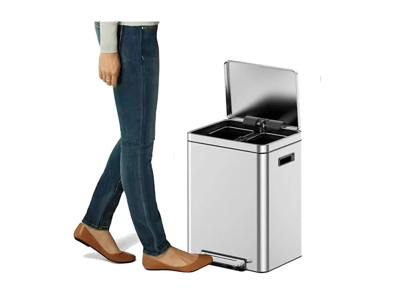 MOVECOM 2 x 4.8 Gal (2 x 18L) Dual Compartment Trash Can