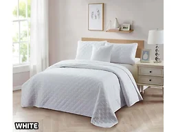 Bibb Home 2018 White 4-Pc Solid Quilt Set Full/Queen