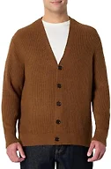 Amazon Essentials Men's Relaxed-Fit Cotton Blend Cardigan, Caramel Heather, X-Large