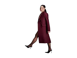 Amazon Essentials Women's Relaxed-Fit Double-Breasted Wool-Blend Longline Coat, Burgundy, X-Small