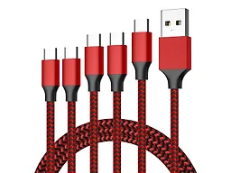 TC 5PK Braided Red 3FT, 6FT, 10FT 5 Pack 3FT 6FT 10FT USB T