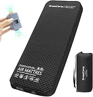 BreezCamp Self Inflating Sleeping Pad with Electric Pump, 4" Thick Memory Foam Sleeping Pad for Camping, 9.5 R-Value Insulated Sleeping Mat, All Season Camping Air Mattress for Tent Travel Car,Black